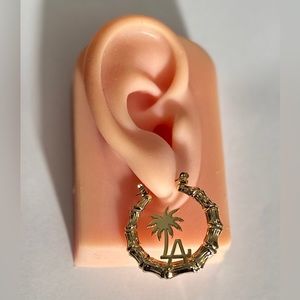 Earrings Hoops Bamboo LA Palm Tree Hoops